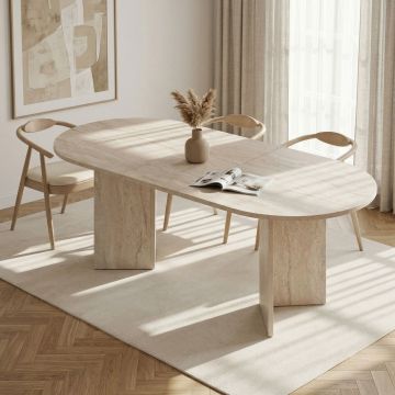 Masa extensibila, Hanah Home, Sorell, 160x75x90 cm, Travertin