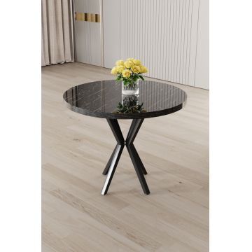 Masa, Hanah Home, Agnes, 90x73x90 cm, Marmură neagră / Negru