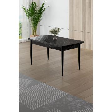 Masa, Hanah Home, Asfel, 130x78x77 cm, Marmură neagră / Negru