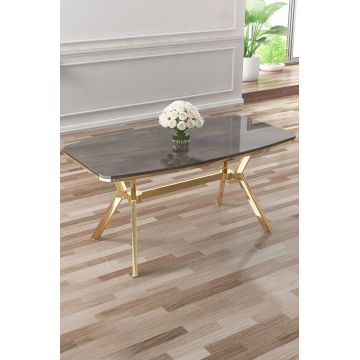 Masa, Hanah Home, Esla, 160x75x90 cm, Antracit / Aur