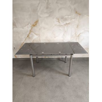 Masa Iza moderna cu blat din sticla si picioare metalice