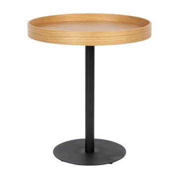 Măsuță auxiliară rotundă cu blat cu aspect de lemn de stejar ø 40 cm Yuri S – White Label