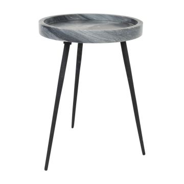 Măsuță auxiliară rotundă cu blat din marmură ø 33 cm Karrara – White Label