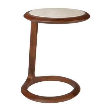 Măsuță auxiliară rotundă cu blat din piatră 41x45 cm Doppio – Zuiver