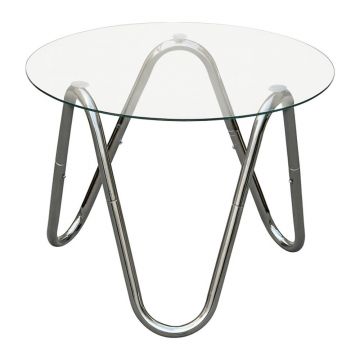 Măsuță auxiliară rotundă cu blat din sticlă ø 50 cm Ventana Round – Leitmotiv