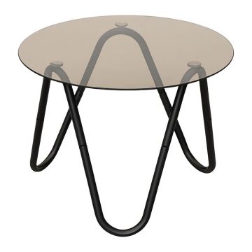 Măsuță auxiliară rotundă cu blat din sticlă ø 50 cm Ventana Round – Leitmotiv