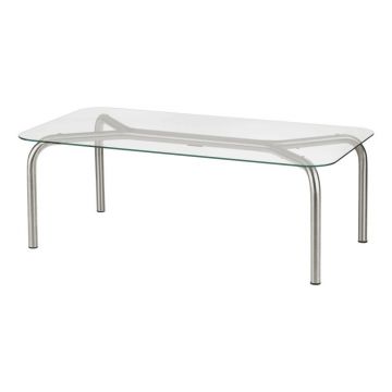 Măsuță de cafea argintie cu blat din sticlă 60x110 cm Uku – noo.ma