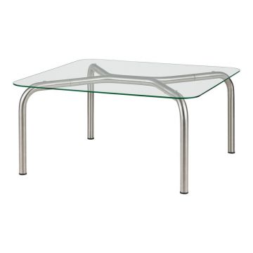 Măsuță de cafea argintie cu blat din sticlă 60x80 cm Uku – noo.ma