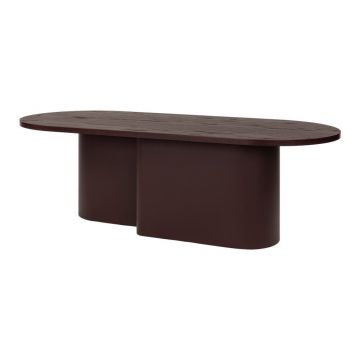 Măsuță de cafea burgundy cu blat cu aspect de lemn de stejar 50x115 cm Looi – noo.ma