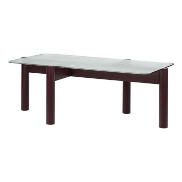 Măsuță de cafea burgundy cu blat din sticlă 55x105 cm Kob – noo.ma
