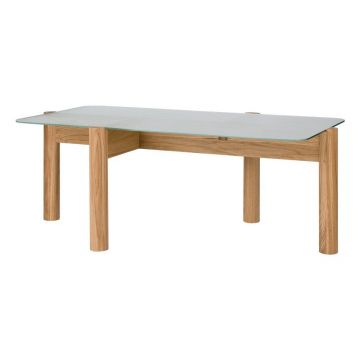 Măsuță de cafea în culoare naturală cu blat din sticlă 55x105 cm Kob – noo.ma