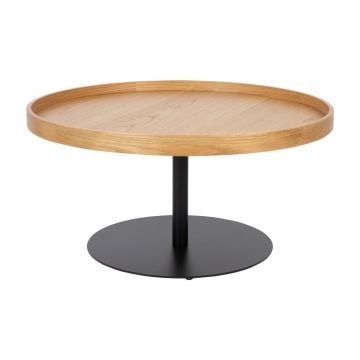 Măsuță de cafea în culoare naturală rotundă cu blat cu aspect de lemn de stejar ø 70 cm Yuri L – White Label