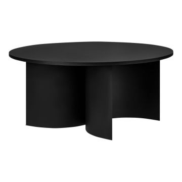 Măsuță de cafea neagră rotundă cu blat cu aspect de lemn de frasin ø 95 cm Gavo – noo.ma
