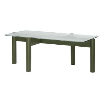 Măsuță de cafea verde cu blat din sticlă 55x105 cm Kob – noo.ma