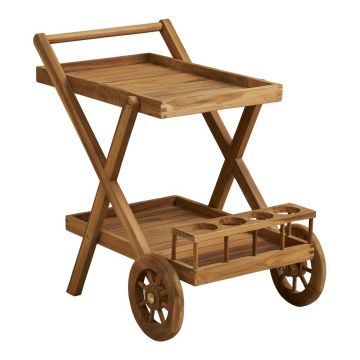 Măsuță de servire cu roți din lemn masiv 50x86 cm Pasaku – House Nordic