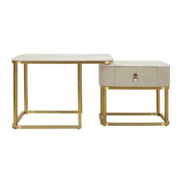 Măsuțe de cafea crem-aurii 2 buc. cu aspect de marmură 50x70 cm Beauty – Mauro Ferretti