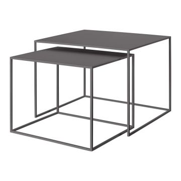 Măsuțe de cafea gri-închis 2 buc. din metal 50x60 cm Fera – Blomus