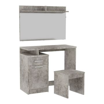Masuta de toaleta cu oglinda Olympus, antica antracit, 91x40x75 cm
