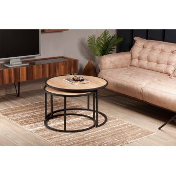 Mobilier Tambur, Oak Black - Alb, 80x80 cm