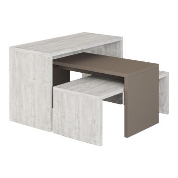 Set 3 masute Kantar, Alb, 65x30x39 cm