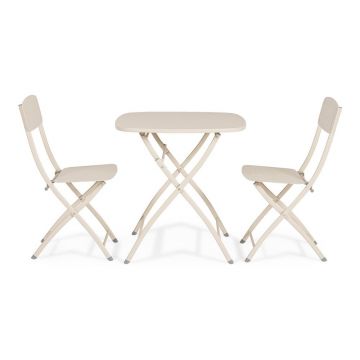 Set de dining pentru grădină bej din oțel pentru 2 persoane Yvonne – Bizzotto