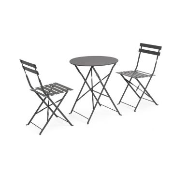Set de dining pentru grădină gri antracit din oțel pentru 2 persoane Austin – Bizzotto
