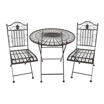 Set de dining pentru grădină maro închis din metal pentru 2 persoane – Garden Pleasure