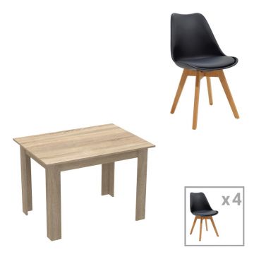 Set dining Manka-Gaston, 5 piese, Sonoma-Negru, 110x80x77 cm