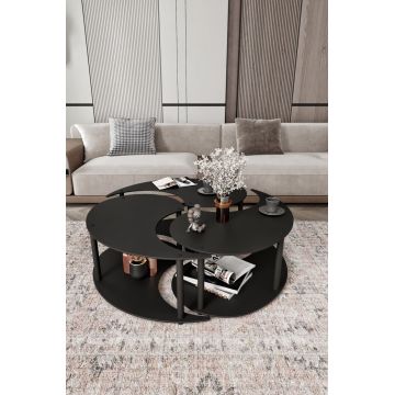 Set masute de cafea, Hanah Home, Yin Yang 3 70, Negru