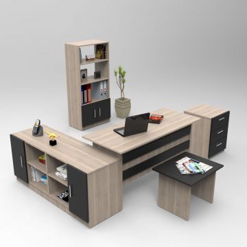Set mobilier de birou Linta, 140 x 74 x 60 cm, 5 piese
