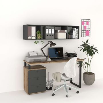 Ansamblu birou STUDIO 4, Stejar, Antracit
