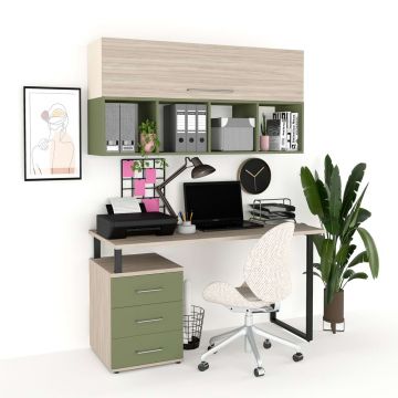 Ansamblu birou STUDIO 5, Oak, Verde Eucalipt