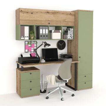Ansamblu birou STUDIO 6, Stejar, Verde Eucalipt