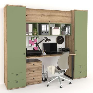 Ansamblu birou STUDIO 7, Stejar, Verde Eucalipt