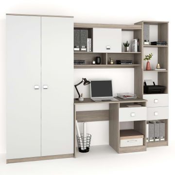 Ansamblu MODUS 3, birou, dulapuri, Oak, Alb