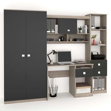 Ansamblu MODUS 3, birou, dulapuri, Oak, Antracit