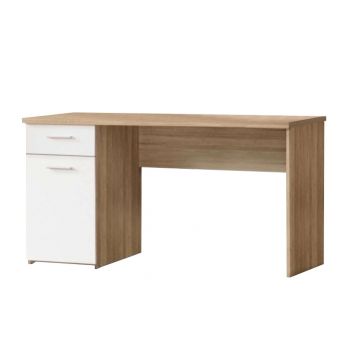 Birou calculator cu usa si sertar Egon sonoma cu alb,137x60x76,3 cm