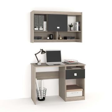 Birou complet MODUS 1 cu birou si dulap suspendat, Oak, Antracit