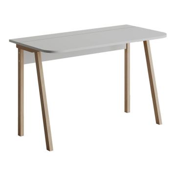 Birou de studiu cu spatiu de depozitare Malia, Lemn, alb-Natural, 120x60x75 cm