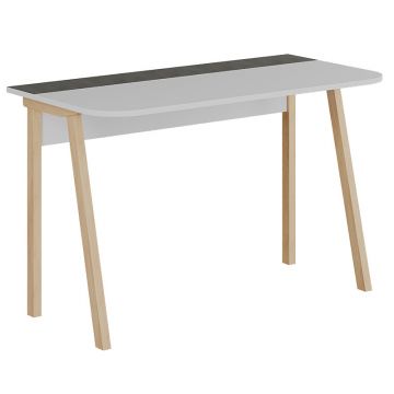 Birou de studiu Malia, lemn alb-Natural-gri închis, 120x60x75 cm