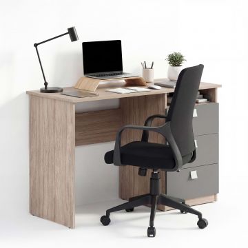Birou LINEA 3 sertare, Oak, Antracit