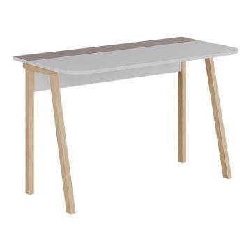 Birou pentru studiu Malia, Lemn, Alb-Natural-Latte, Natur, 120x60x75 cm
