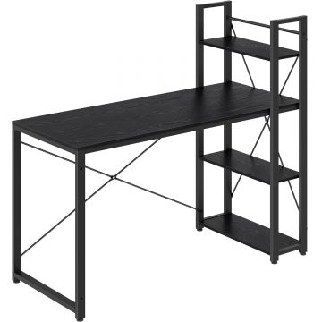 Birou raft lateral montare stanga dreapta otel industrial, 60x132x119 cm, design modern, negru