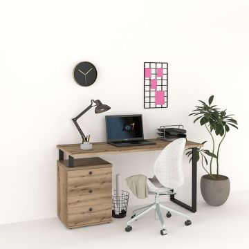 Birou STUDIO 2, cu Casetiera 3 sertare, Stejar