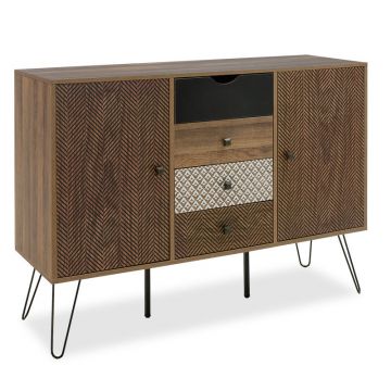 Consolă Boho  cu patru sertare nuc 122x39,5x86cm