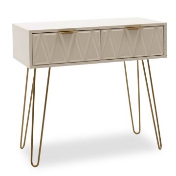 Consolă Model Isla, Alb/Auriu, 80x39x74 cm