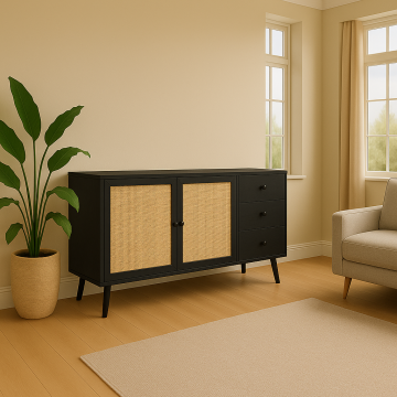 Consolă Oslo Sonoma - Negru, 150x39x79 cm