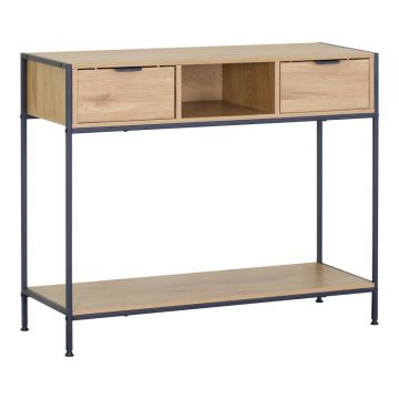 Consolă Regando, Stejar cu metal negru 100x35x80 cm