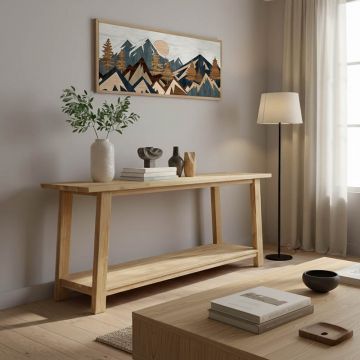 Consolă, Teak, Natur, 200x40x80 cm