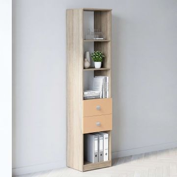 Dulap birou bibliorafturi LINEA 45, 2 Sertare, Oak, Caramel